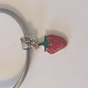 Red Strawberry with‎ Gold Back Dangle Charm for Pandora Style Bracelet